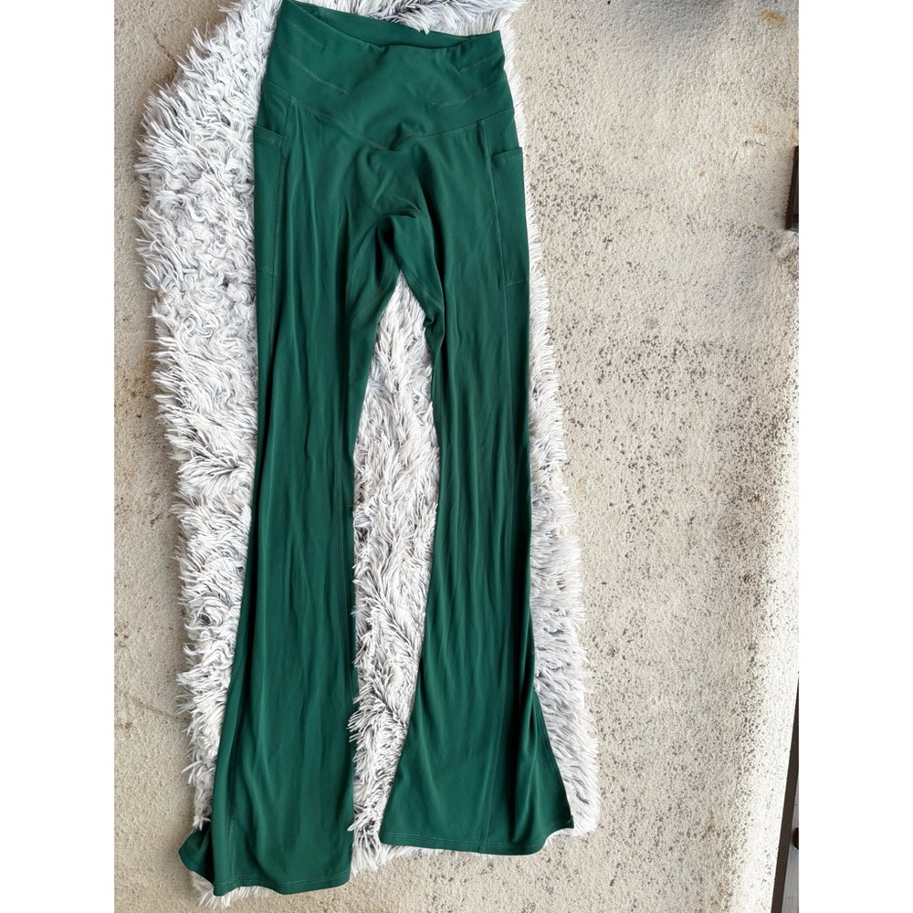 Free People Movement Dark Green Flare Slit Leggings‎